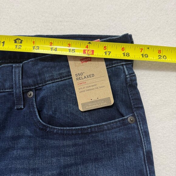 Levi's Men's 550 Relaxed Straight Stretch Blue Navy Denim Jeans 36x34 NWT - Picture 8 of 11